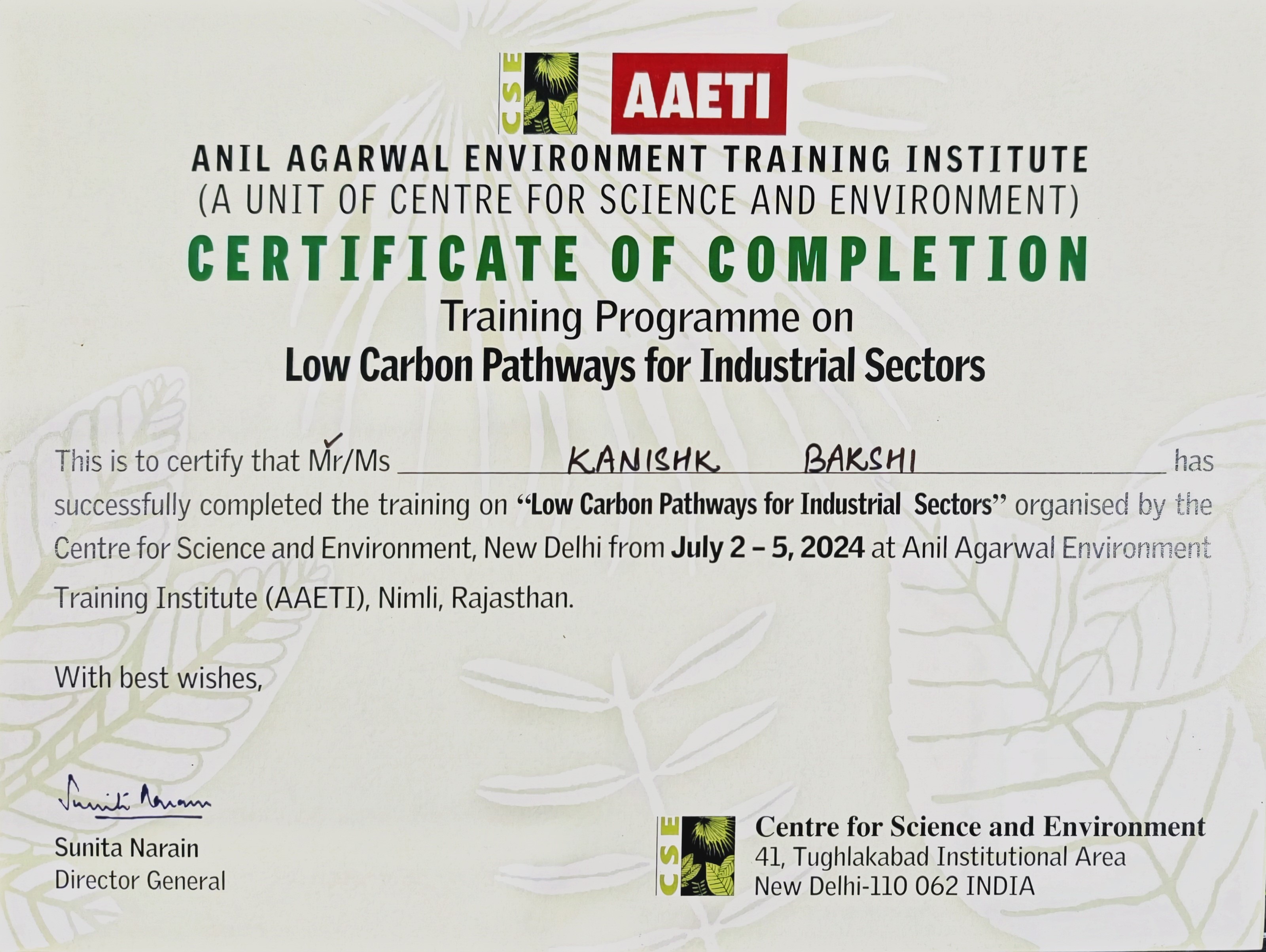 Low Carbon Pathways Training ID Card